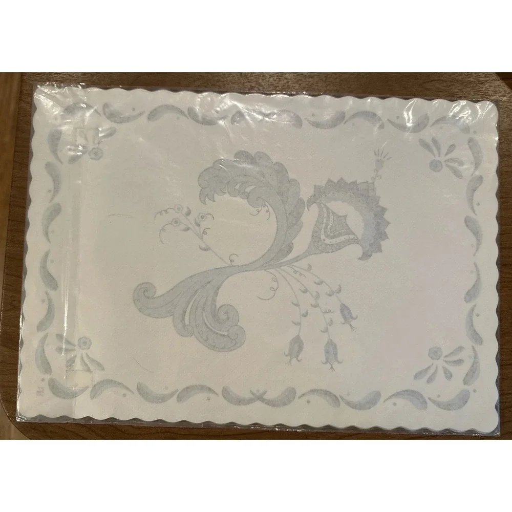 SCANDIA 16 PAPER PLACE MATS Scandinavian Blue White Vintage NIP Sealed